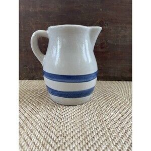 Roseville Ohio Pottery Stoneware Pitcher Blue Stripe